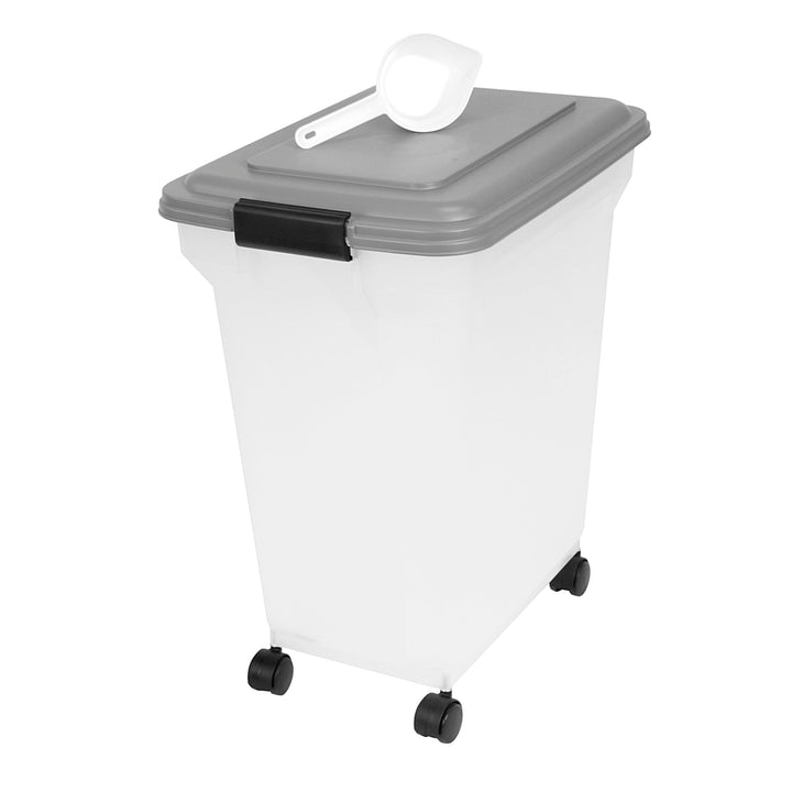 Iris Ohyama Hundefutter Aufbewahrung mit Rollen, 45L/15kg, Grau, Luftdichte Futterbox, Trockenfutter
