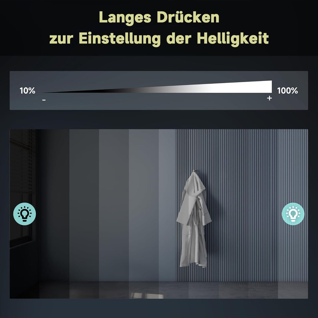 SONNI LED Badspiegel Rund 60cm – Wandspiegel mit Beleuchtung, 3 Farbtemperaturen, Dimmbar, Anti-Besc