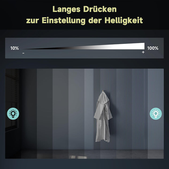 SONNI LED Badspiegel Rund 60cm – Wandspiegel mit Beleuchtung, 3 Farbtemperaturen, Dimmbar, Anti-Besc