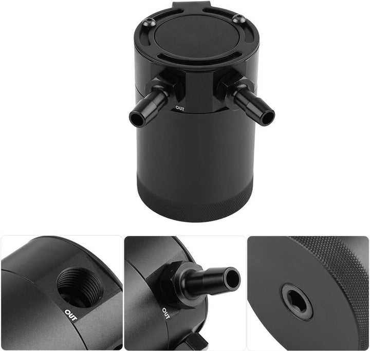 Auto Tank Ölbehälter, Fydun Universal Auffangbehälter 300ML Zwei Loch Aluminium Auto Motor Ölfangbeh