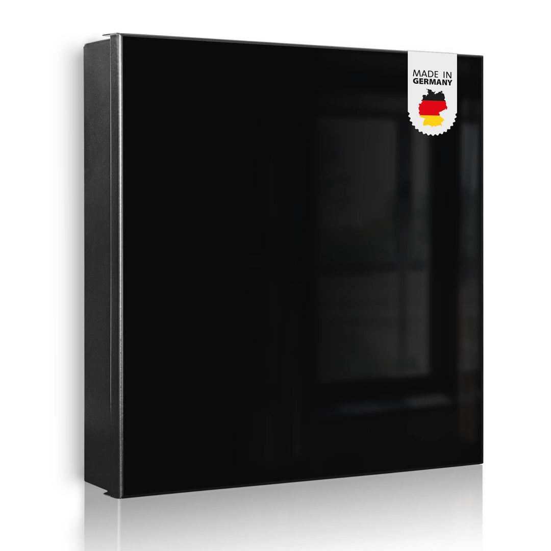 banjado® Grosser Schlüsselkasten Glas/Schlüsselbox 30cm x 30cm mit 50 Haken - Motiv Tiefschwarz/Schl