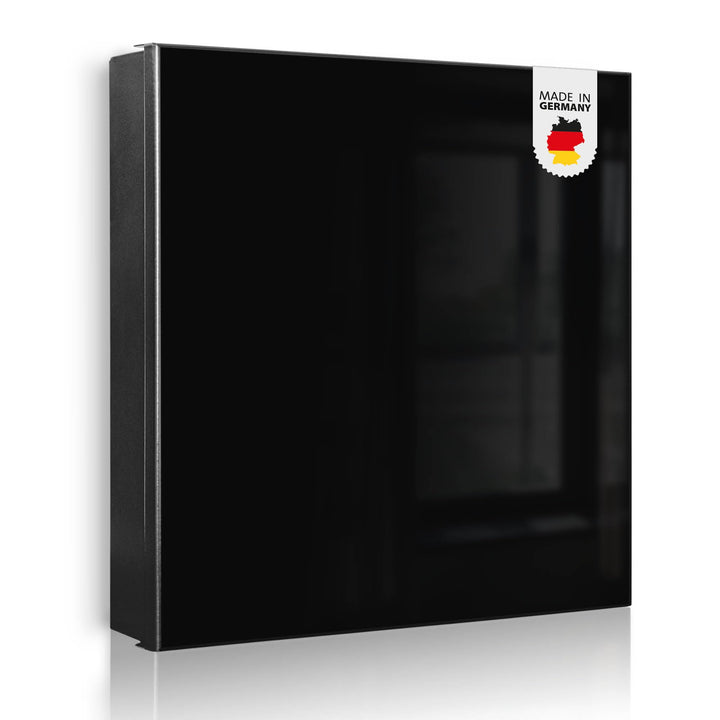 banjado® Grosser Schlüsselkasten Glas/Schlüsselbox 30cm x 30cm mit 50 Haken - Motiv Tiefschwarz/Schl