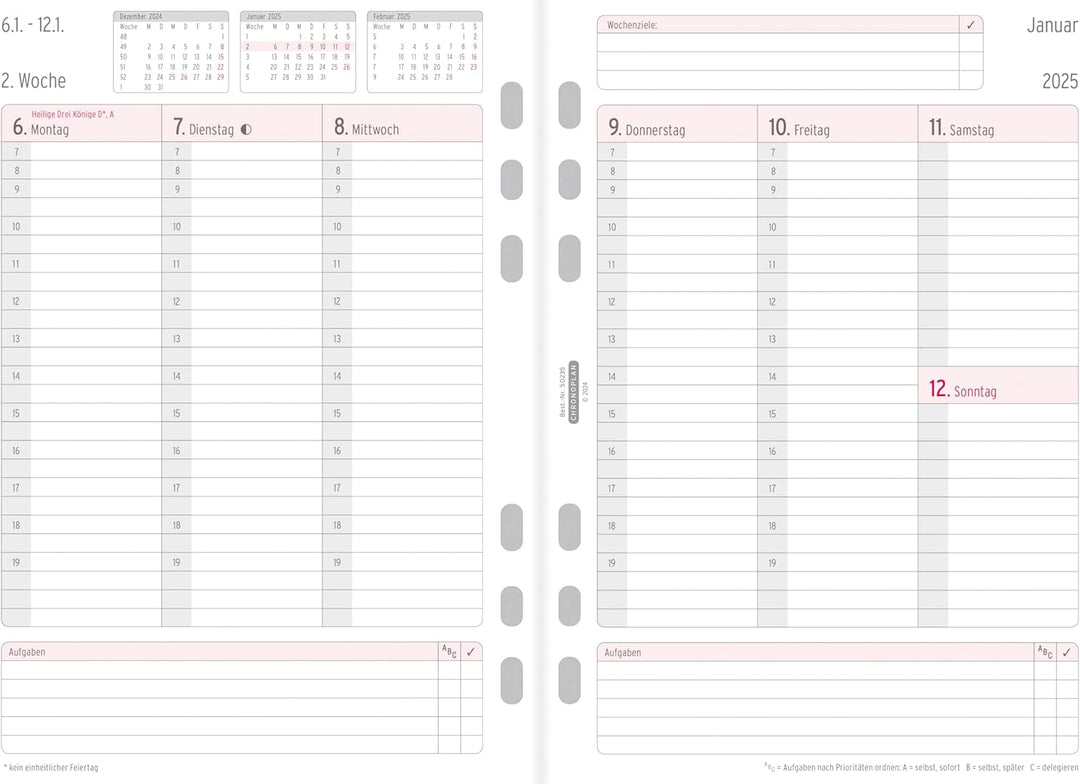 Chronoplan 50235 Kalendereinlage 2025 (Wochenplan A5 (148x210mm) Ersatzkalendarium für Terminplaner,
