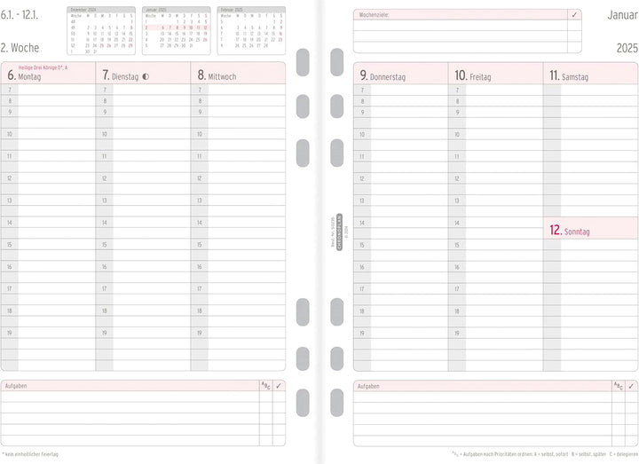 Chronoplan 50235 Kalendereinlage 2025 (Wochenplan A5 (148x210mm) Ersatzkalendarium für Terminplaner,