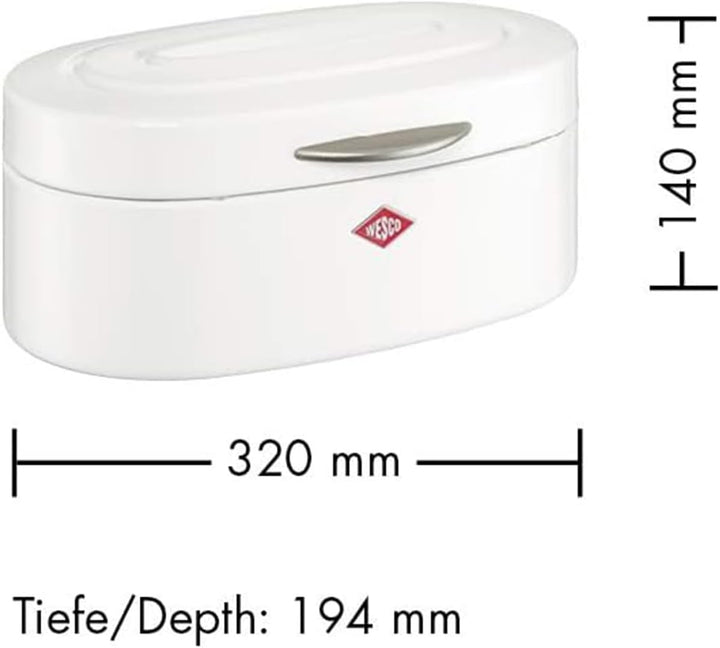 WESCO Single Elly Brotkasten in der Farbe weiss matt, pulverbeschichtetes Stahlblech, Lüftungslöcher
