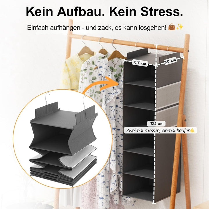 Extra tiefer Hängeorganizer, Kleiderschrank Organizer Aufbewahrung 6 Fächer, Mesh-Taschen, stabil, p