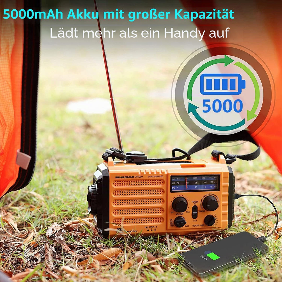 Tragbare Solar Radio, Notfall Radio mit Kurbel, Dynamo Wetter AM/FM/SW Radio,4000mAh Wiederaufladbar