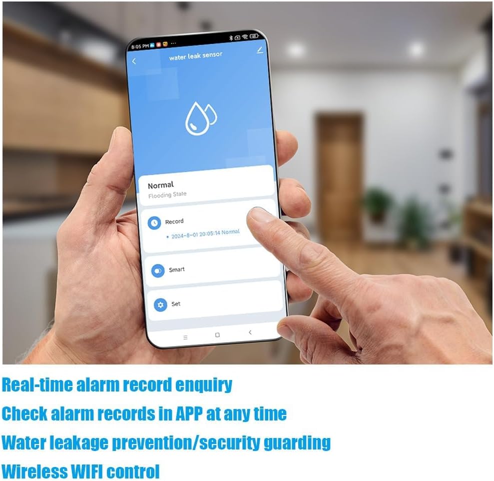 Flintronic 2 Stück Wassermelder, 80dB Wasser Sensor Alarm Wasserwarner Flut Detektor, 1m Sensorkabel