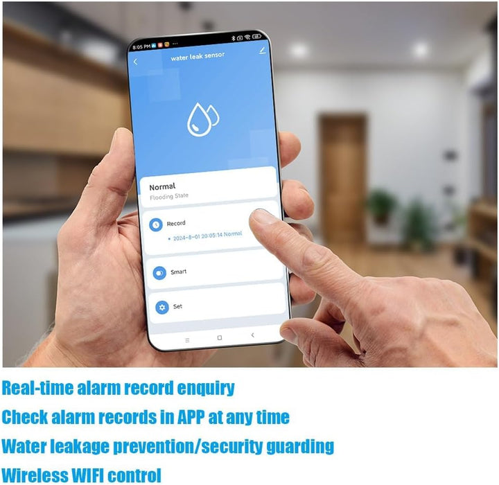 Flintronic 2 Stück Wassermelder, 80dB Wasser Sensor Alarm Wasserwarner Flut Detektor, 1m Sensorkabel