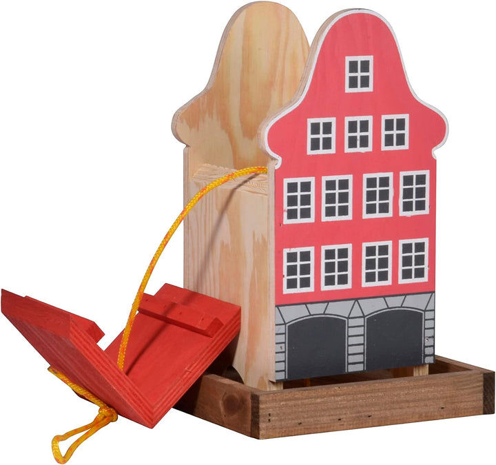 dobar® Green Label 27060FSCe Buntes Vogelfutterhaus Rothenburg Hängend - Kleine Vogelvilla Multiplex