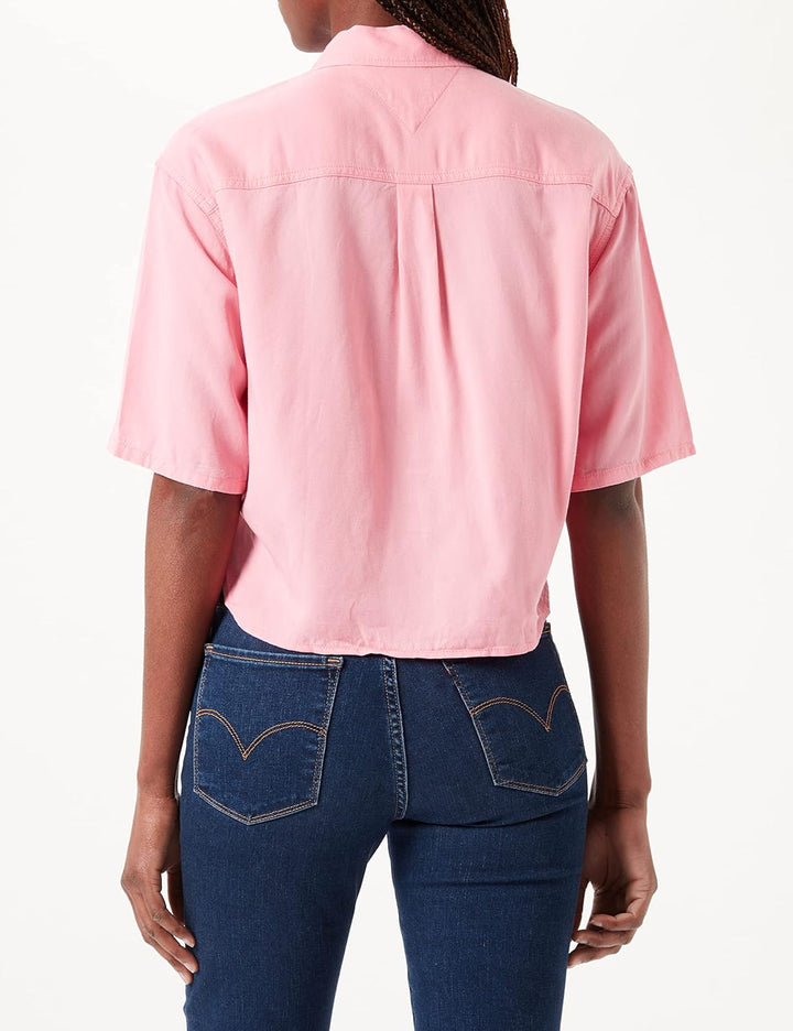 Tommy Hilfiger Damen Tjw Schnürung vorne Hemd, Fresh Pink, XS