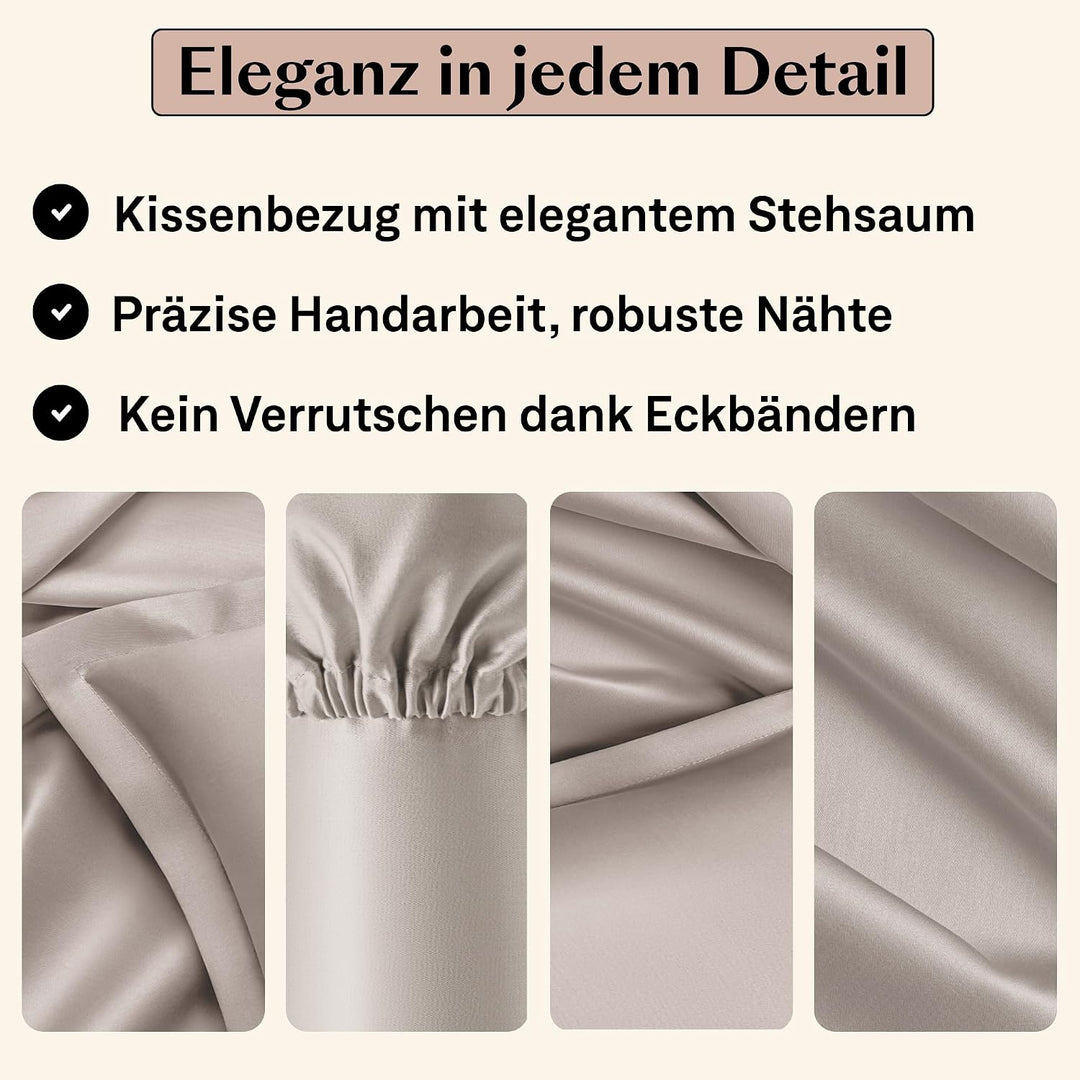 Kopfkissenbezug 50x70 Baumwolle (2er Set) | Ägyptische Baumwolle Kissenbezug Beige/Taupe | Weich Wie
