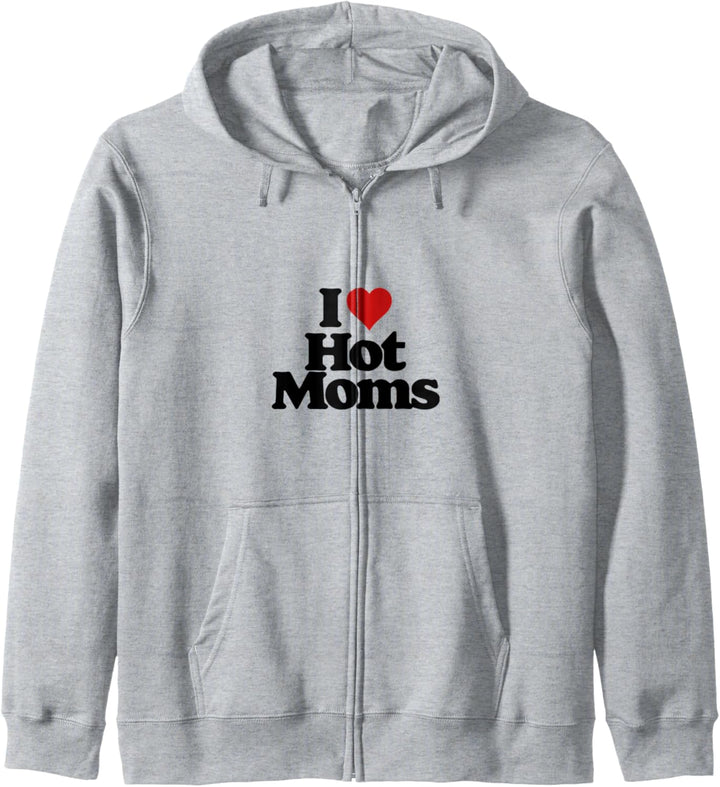 I Love Hot Moms! Funny Retro Vintage Minimalist 80s Graphic Kapuzenjacke
