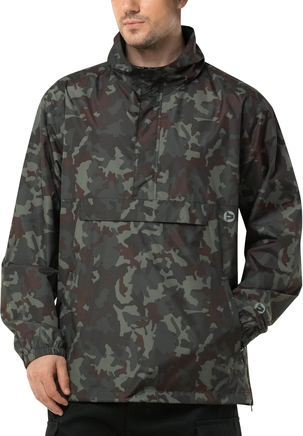 Outdoor Ventures Herren Regenjacke Wasserdichter Pullover mit Kapuze Packbare Reflektierende Jacke L
