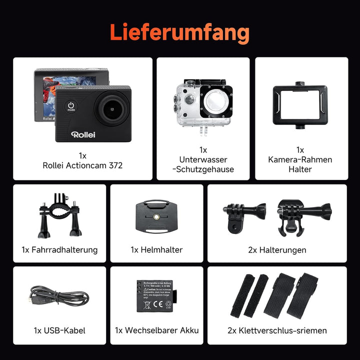 Rollei Actioncam 372 - Action-Camcorder mit Full HD Video Auflösung 1080/30 fps, bis 30 m wasserfest