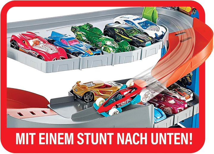 Hot Wheels GNL70 City Stunt Garage-Spielset, Geschenk für Kinder von 3 bis 8 Jahren, mit Aufzug zu d
