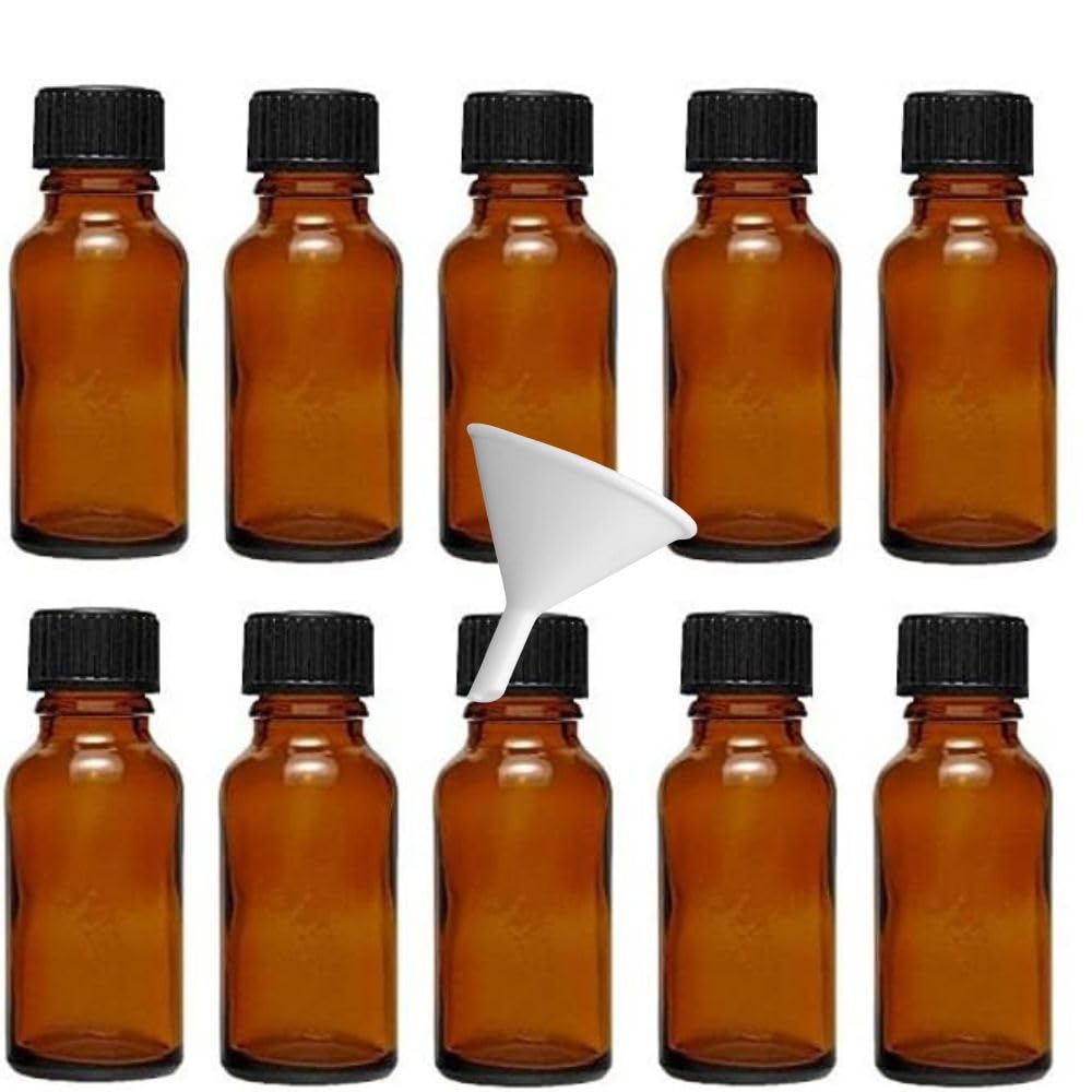 mikken 10 Tropfflaschen/Apothekerflaschen in Braunglas 20 ml inkl. Tropfeinsatz, 20 ml