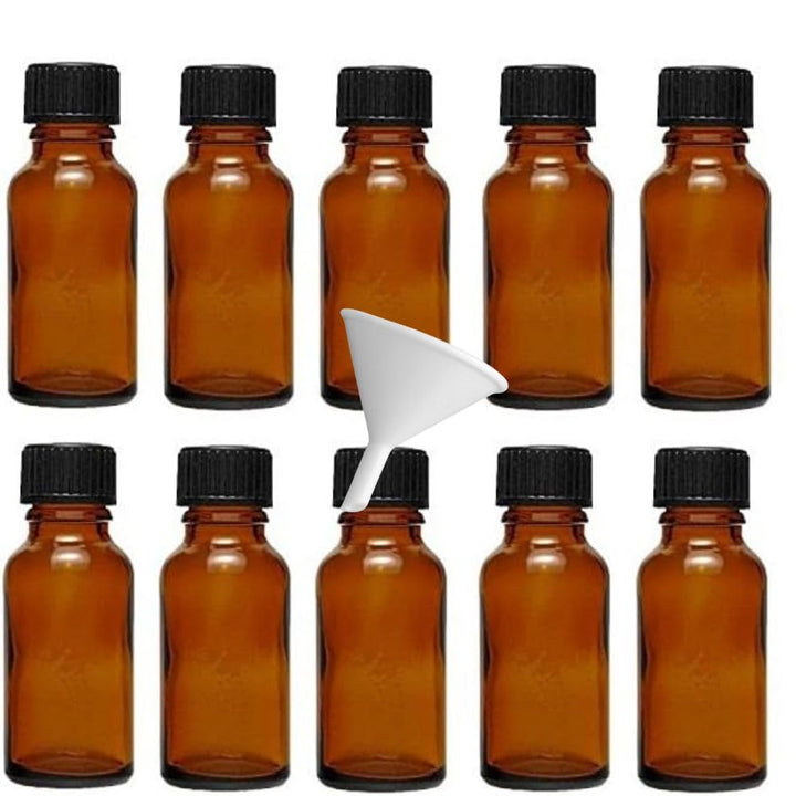 mikken 10 Tropfflaschen/Apothekerflaschen in Braunglas 20 ml inkl. Tropfeinsatz, 20 ml