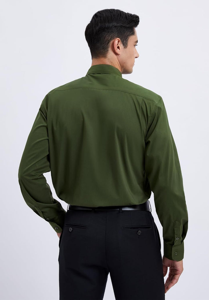 HISDERN Herren Hemd Langarm Einfarbige Hemden mit Krawatte und Taschentuch Formelle Businesshemd Hoc
