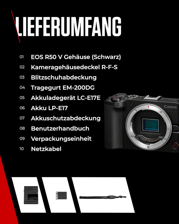 Canon EOS R50 V + RF-S 10-18mm F4.5-6.3 is STM - Vlog-Kamera, kompatibel mit Canon RF-Objektiven | C