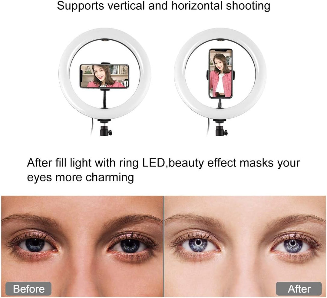 APP Life Ring Light für Selfies 10 Zoll - dreieckige Halterung - 3 Beleuchtungsmodi mit 10 Helligkei