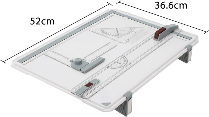 MorNon Zeichenplatte A3 Zeichenbrett Professioneller Zeichentisch mit Schiebelineal Zeichendreieck u