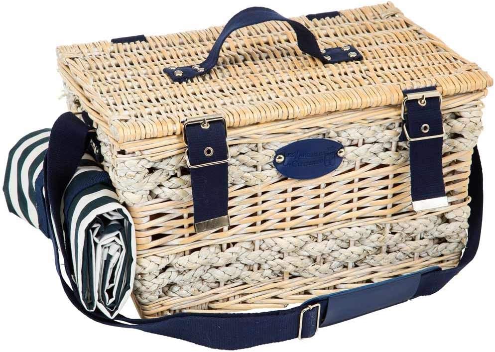 Les Jardins de la Comtesse - Picknickkorb Marine - Komplett/2 Personen - Kühlfach - Keramikteller un