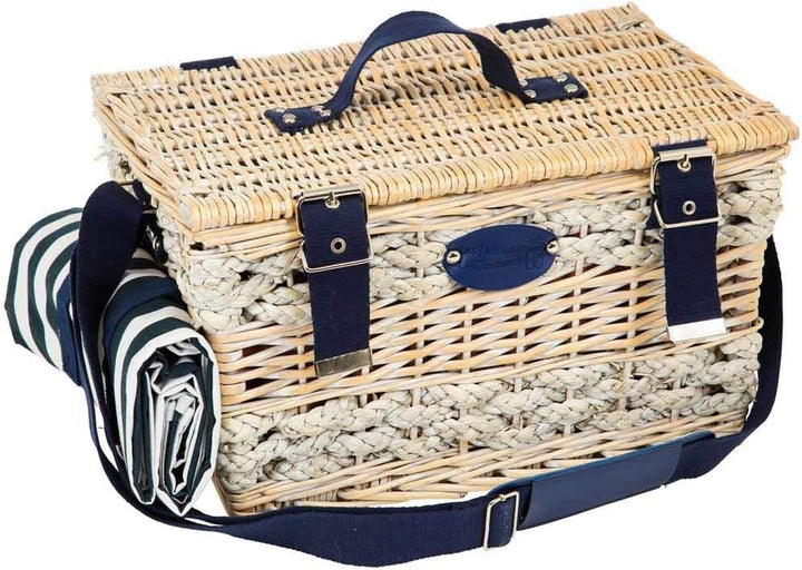 Les Jardins de la Comtesse - Picknickkorb Marine - Komplett/2 Personen - Kühlfach - Keramikteller un