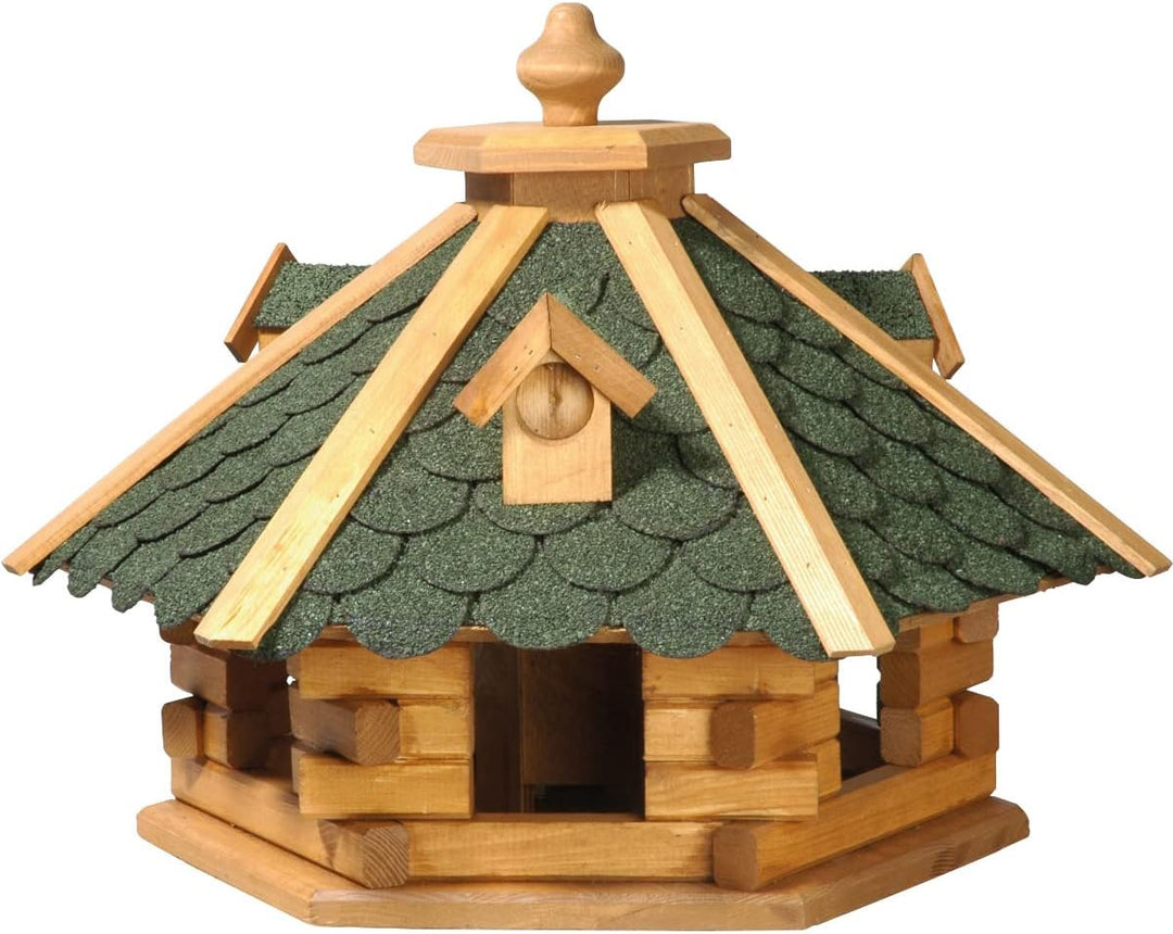 dobar® 98720e Vogelfutterhaus Bitumenschindeldach 6-eckig - Vogelhaus aus Massivholz - Vogelfutterst