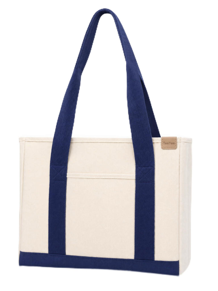 Damen Mittelgross Handtasche Canvas Satchel Tote Bag Schultertasche Shopper für Bücher Alltag Arbeit