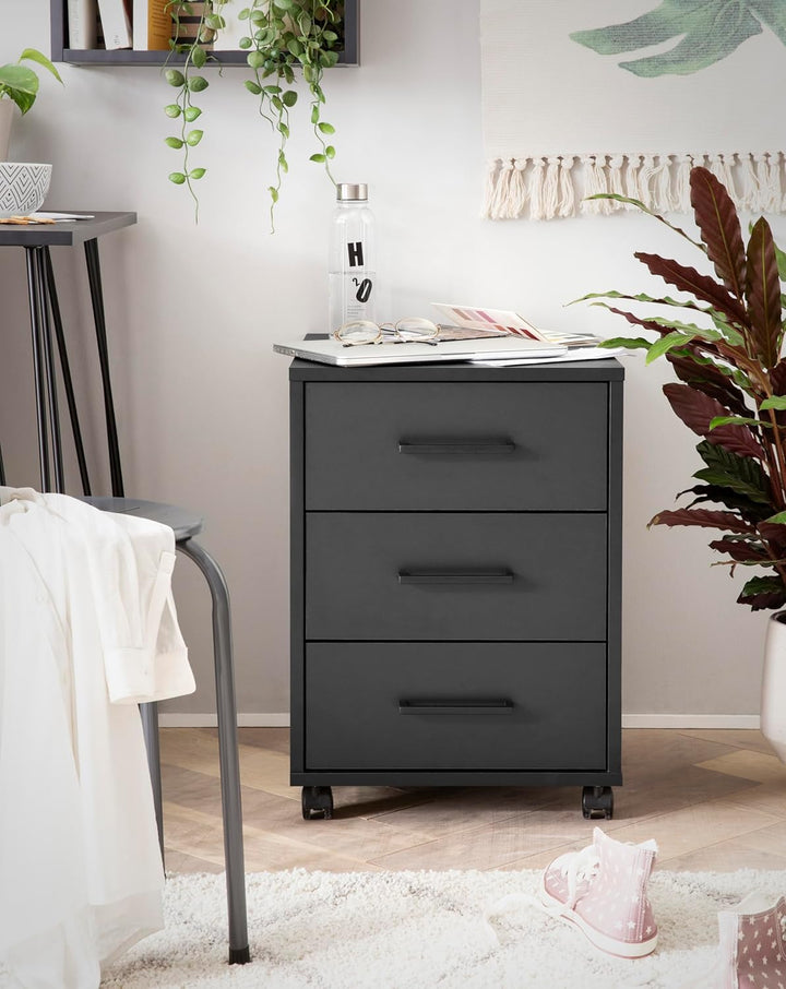 Schildmeyer Rollcontainer Ruby, Holzwerkstoff, schwarz matt, 40 x 50 x 57 cm, Schwarz Matt