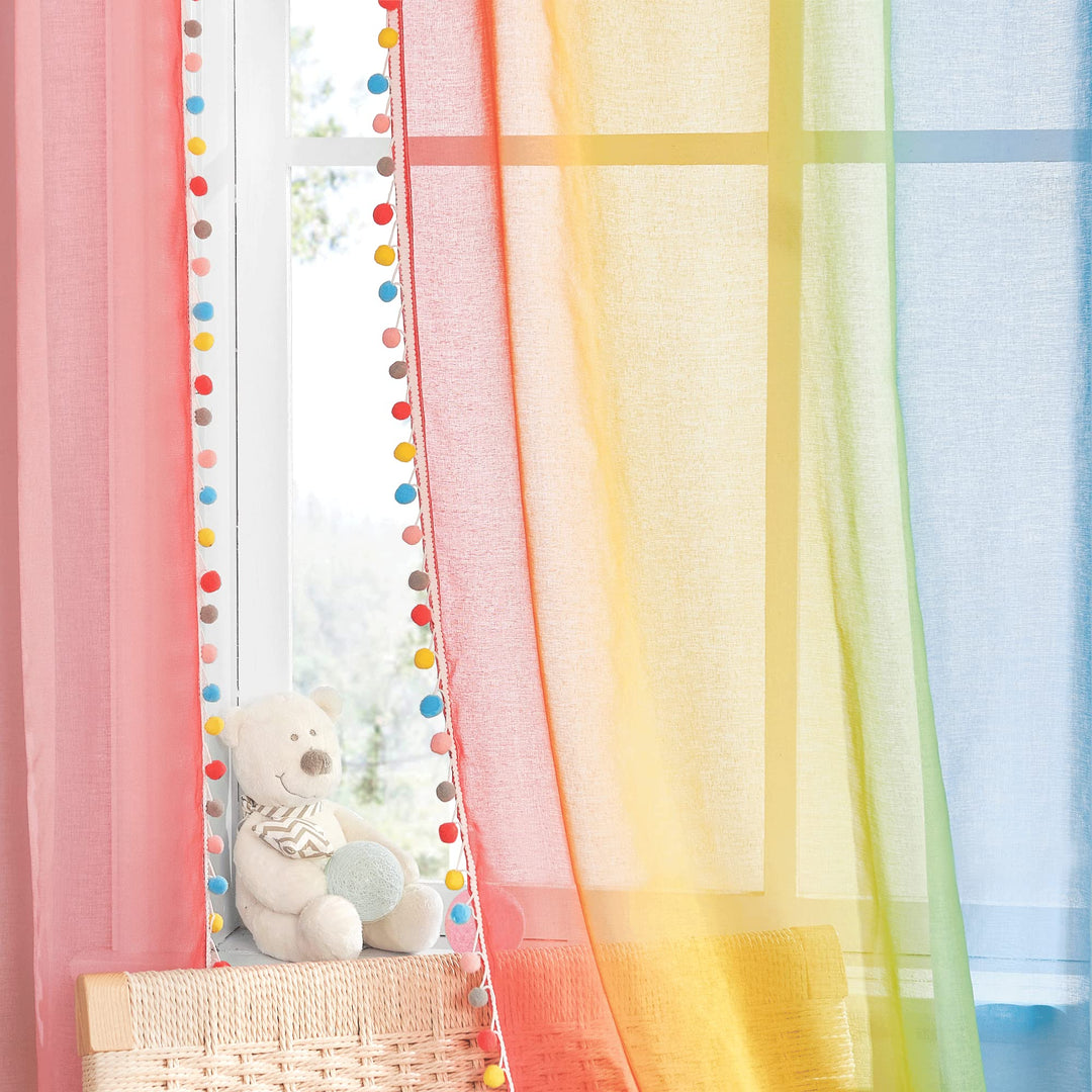 NICETOWN Farbverlauf Gardinen Kinderzimmer Ösenvorhang 2er Set H 160 x B 132 cm Regenbogen Vorhang m
