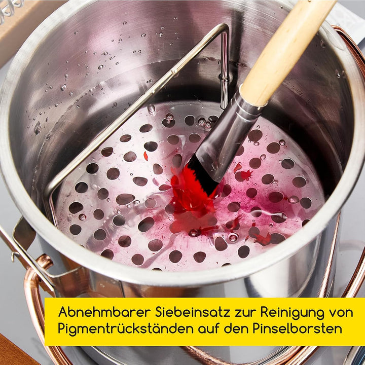 MEEDEN Tragbarer Pinselreiniger mit Deckel : Luftdichter Pinselwascher aus Edelstahl mit Besonders G