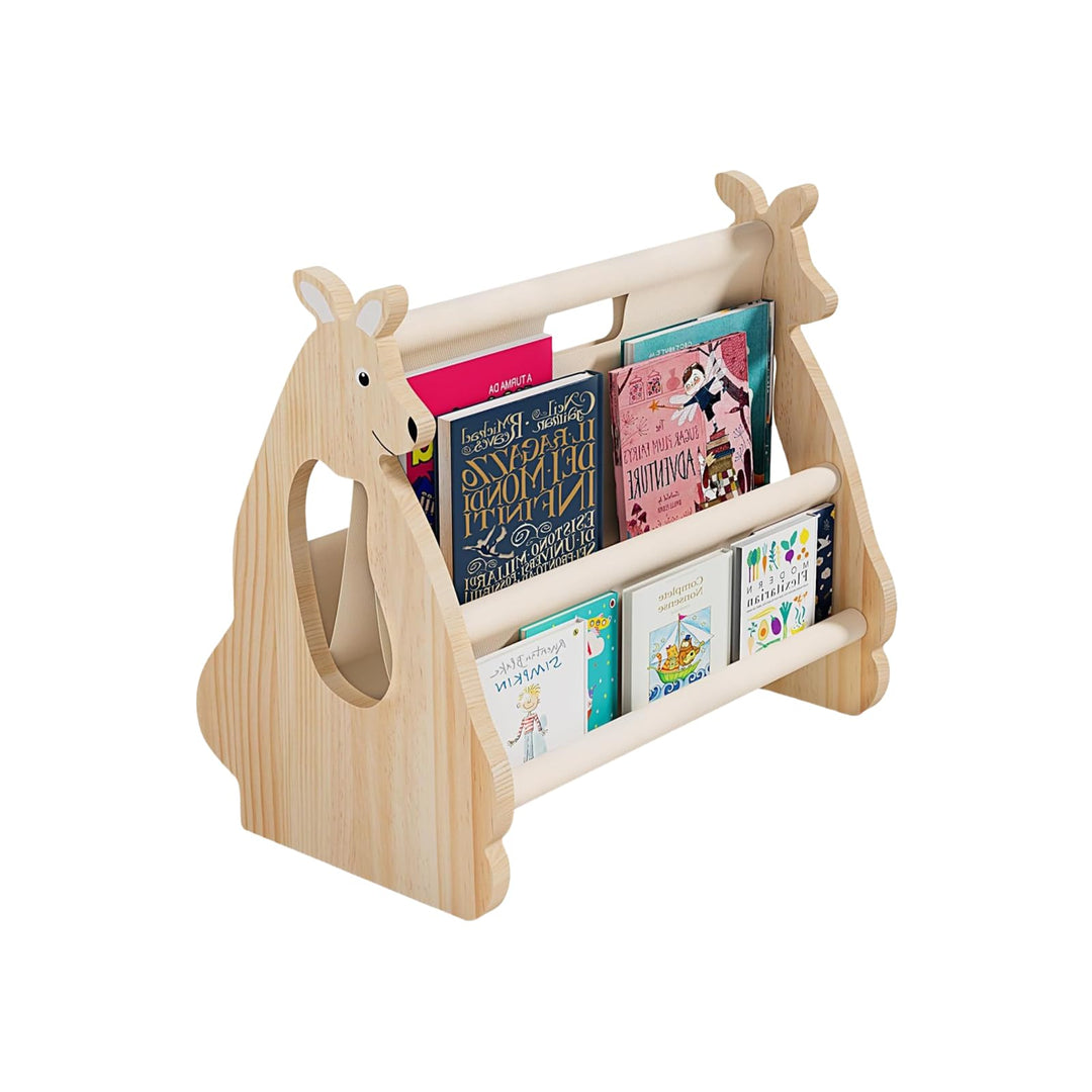 Bücherregal Kinder Holz, Bücherregal Deko, Doppelseitiges Holzregal mit Griff, Modern Holzregal für