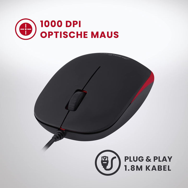Perixx PERIDUO-212 DE, Kompaktes Mini Tastatur und Maus Set, USB-Kabel, Schwarz, Deutsches Layout Sc
