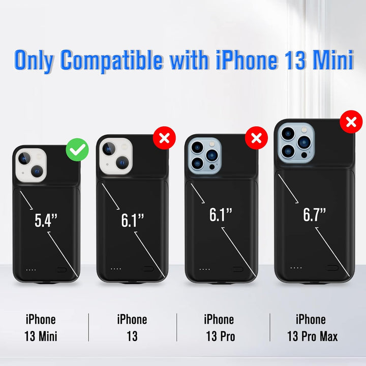 HUOBAO Akkuhülle für iPhone 13 Mini, 5000mAh Zusatzakku Ladehülle Akku hülle Handyhülle, Akku Batter