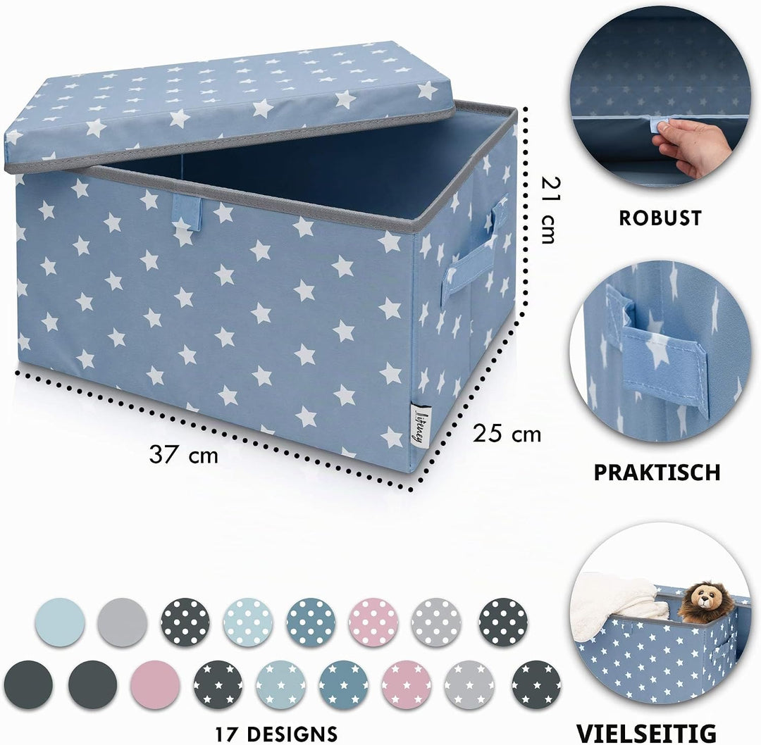 LIFENEY 2-Set Aufbewahrungsbox Kinder (37x25x21cm) I Aufbewahrungskorb für Kinderzimmer und Wohnbere