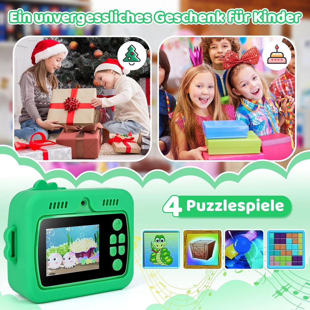 Kinderkamera Sofortbildkamera,Digitalkamera für Kinder mit Druckpapier 32G TF Karte, 2,4 Zoll Bildsc