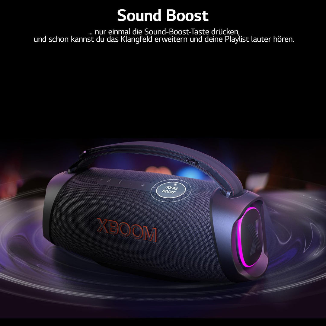 LG XBOOM Go DXG8T, tragbarer Bluetooth-Lautsprecher (120W, Google Assistant, Siri, Beleuchtung), Sch