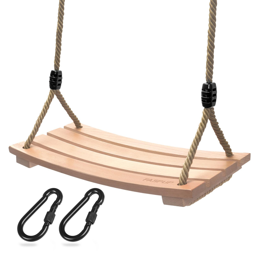 Holzschaukel Outdoor für Erwachsene Kinder, Schaukelsitz Holz mit Verstellbarem Hanfseil Schaukel Ho