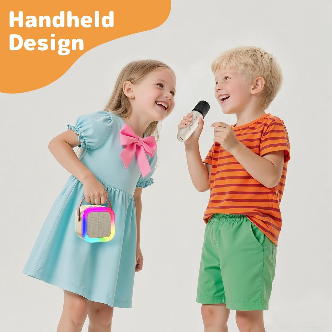 Fede Karaoke Maschine für Kinder Erwachsene, Mini Karaoke Maschine mit 2 Mikrofonen, Tragbarer Bluet