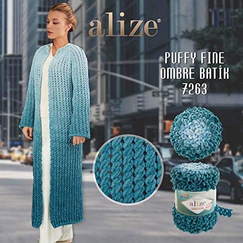 Alize Puffy Fine Ombre Batik Baby Decke Garn Lot of 1 Knäuel 500 g 80 Yds 100% Micropolyester Soft Y