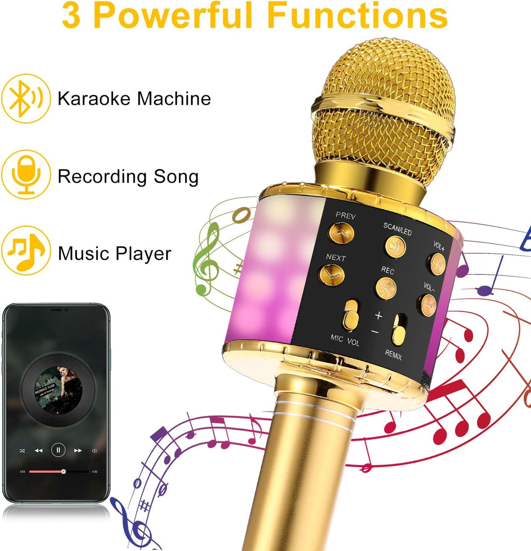 Fede Karaoke Mikrofon, Drahtloses Bluetooth Mikrofon für Kinder, Lustige Geschenke Spielzeug für Tee