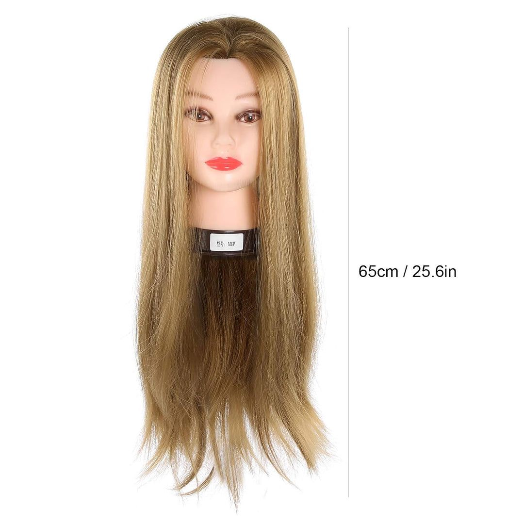 Frisierkopf mit Haaren, Tragbarer 25-Zoll-Übungskopf aus dunkelbraunem Echthaar, Kosmetik-Schaufenst