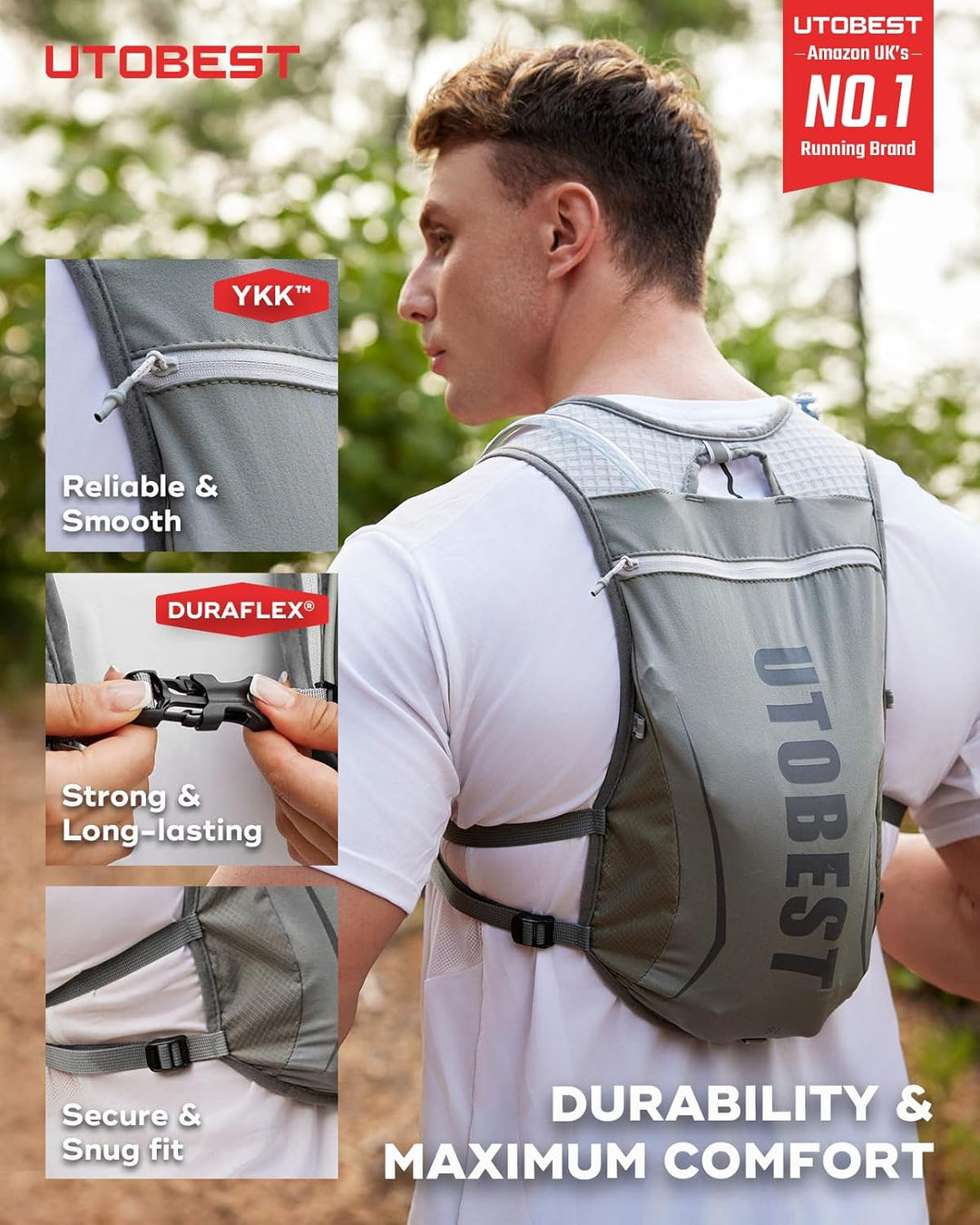 UTOBEST Trinkrucksack 5L, Laufweste, Herren Damen Ultraleicht Laufrucksack für Laufen, Marathon, Jog