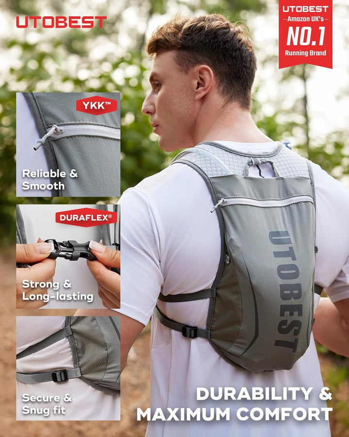 UTOBEST Trinkrucksack 5L, Laufweste, Herren Damen Ultraleicht Laufrucksack für Laufen, Marathon, Jog