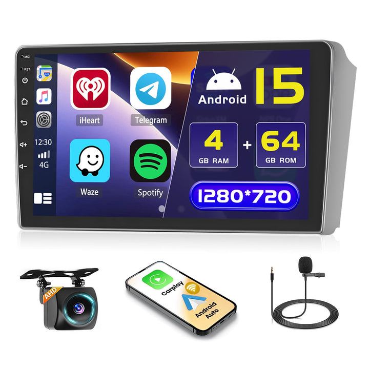 Hikity 4+64GB Android 15 Autoradio für Toyota Avensis 2003-2009 Mit Wireless Carplay Android Auto, 9