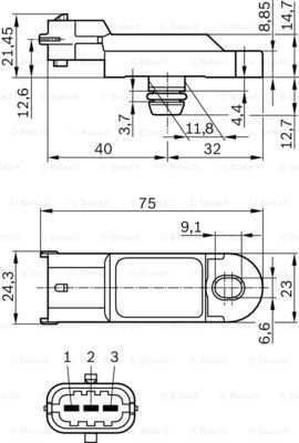 Metzger 0905340 Original Ersatzteil Sensor, Ladedruck 281002996 Pressure Sensor Boost/ MAP, 28100299