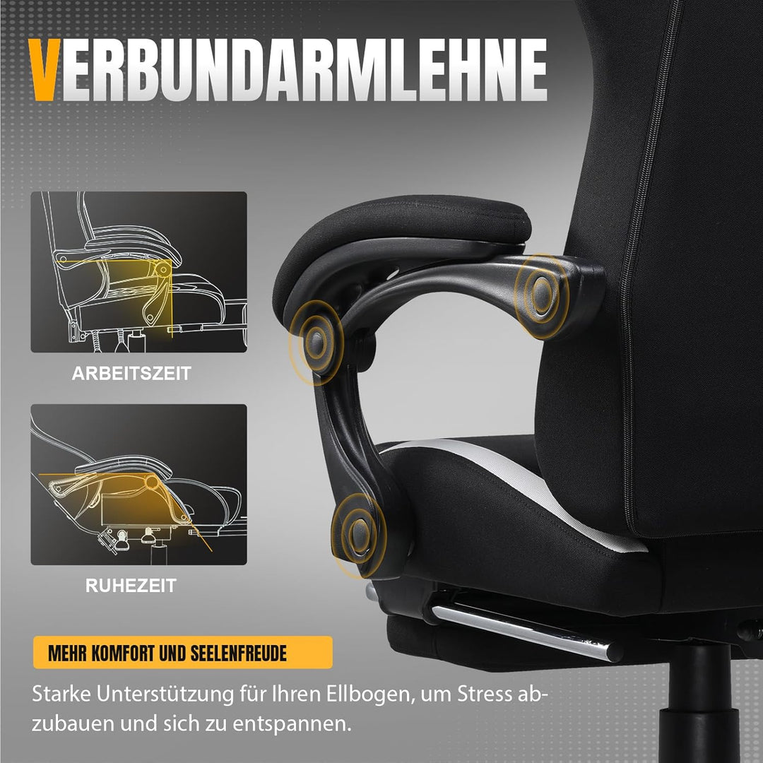 GTPLAYER Gaming Stuhl, Gamer Stuhl, Atmungsaktiver Bürostuhl aus Hochwertigem Stoff, Ergonomischer P