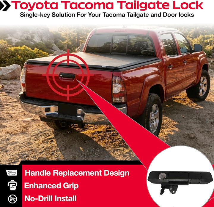 Pop & Lock PL5400 schwarzes manuelles Heckklappenschloss mit Codeable Technologie für Toyota Tacoma,